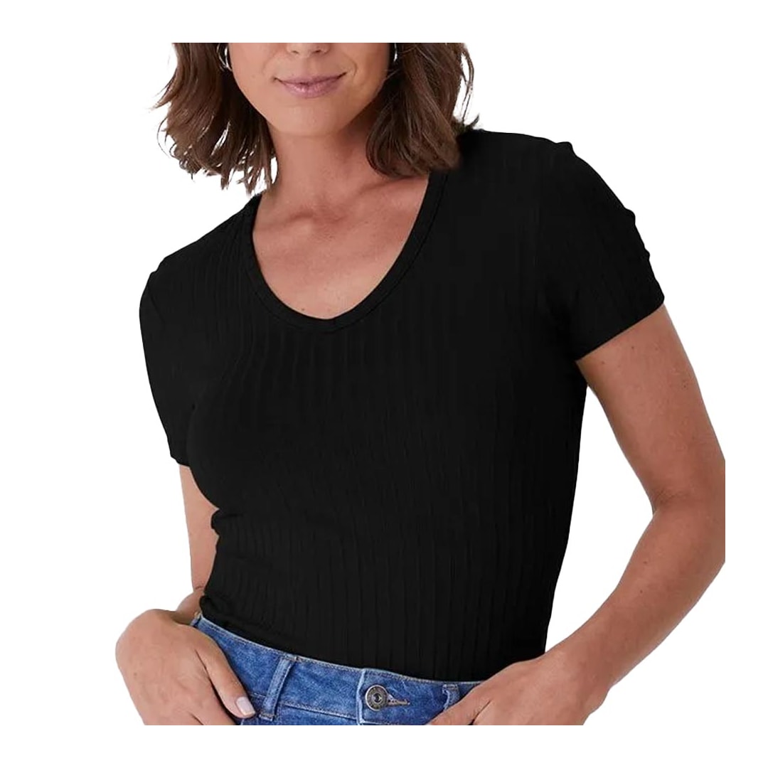 Blusa Malwee De Malha Meia Manga 127045 Preto Blusa Malwee De Malha Meia Manga 127045 Preto