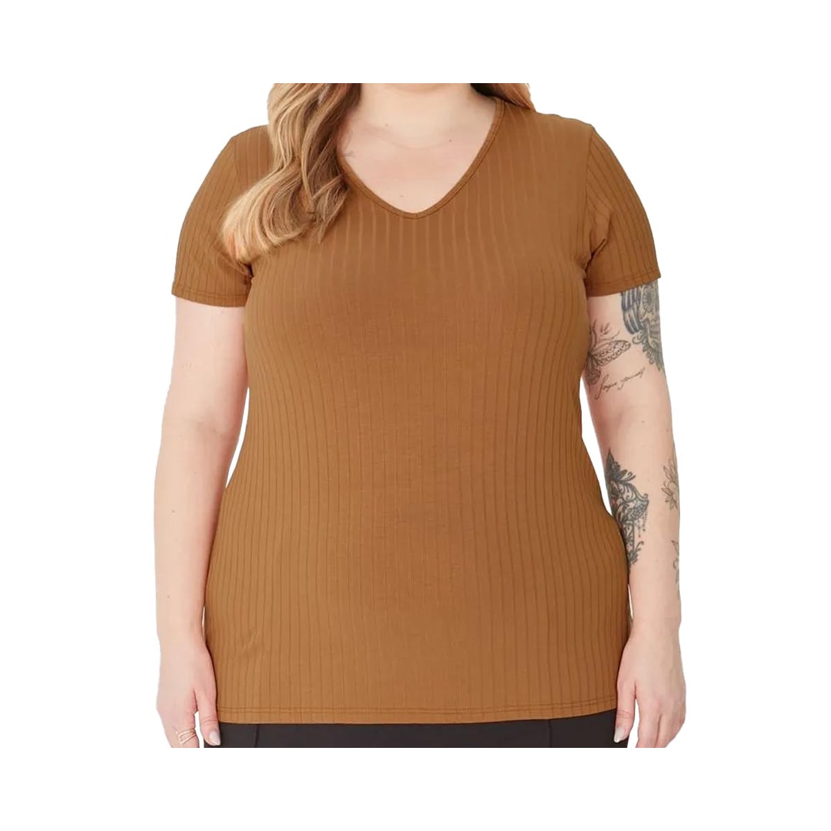 Blusa Malwee De Malha Meia Manga 87857 Canela Blusa Malwee De Malha Meia Manga 87857 Canela