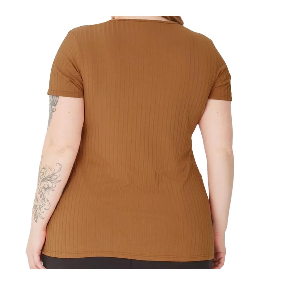 Blusa Malwee De Malha Meia Manga 87857 Canela