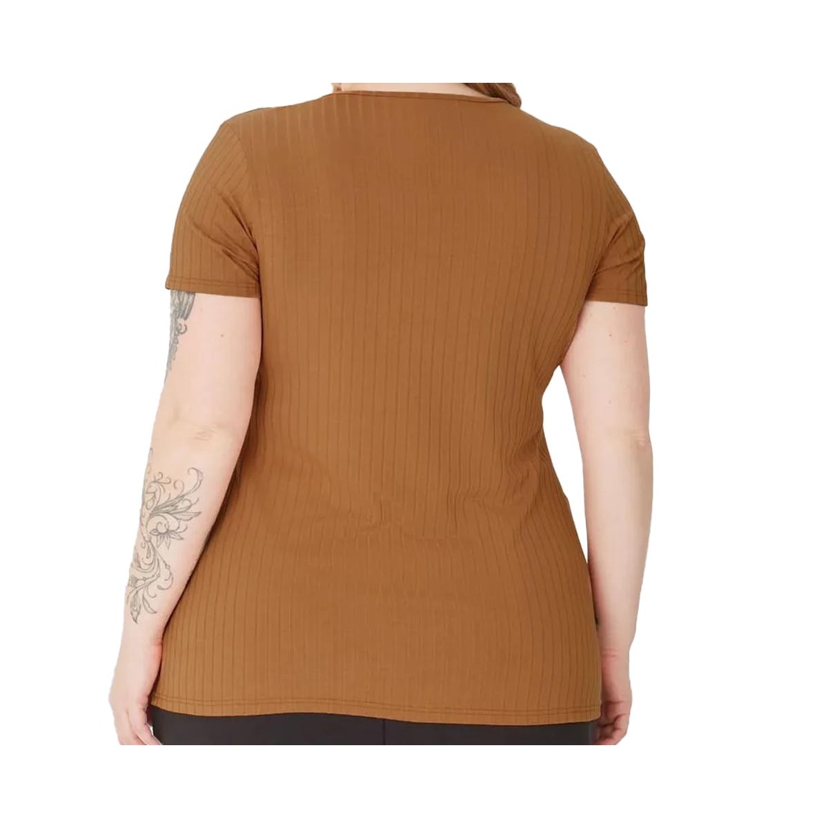 Blusa Malwee De Malha Meia Manga 87857 Canela