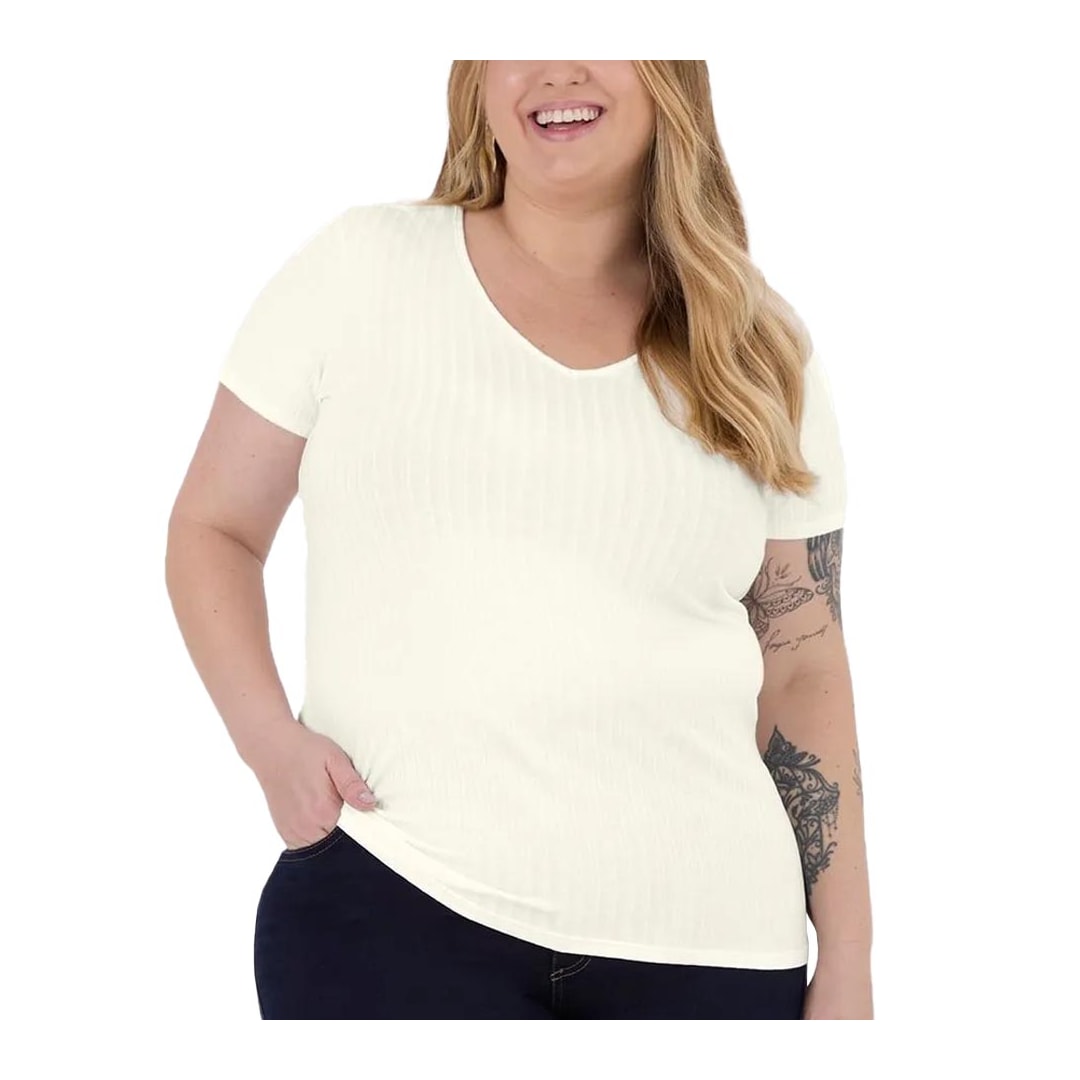 Blusa Malwee De Malha Meia Manga 87857 Off White Blusa Malwee De Malha Meia Manga 87857 Off White