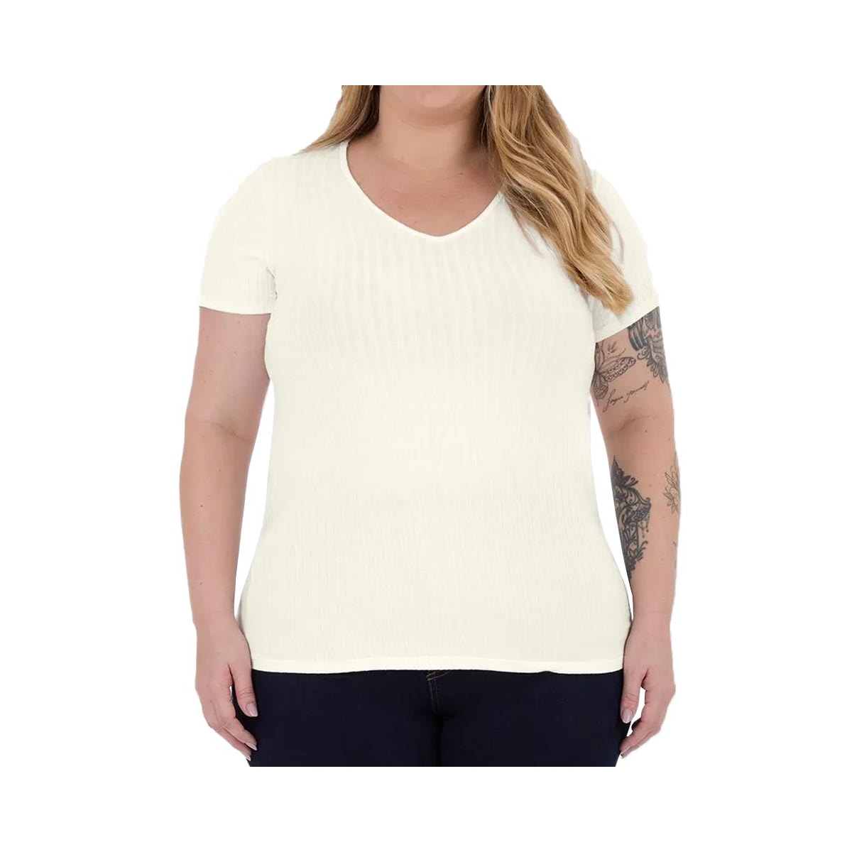 Blusa Malwee De Malha Meia Manga 87857 Off White Blusa Malwee De Malha Meia Manga 87857 Off White