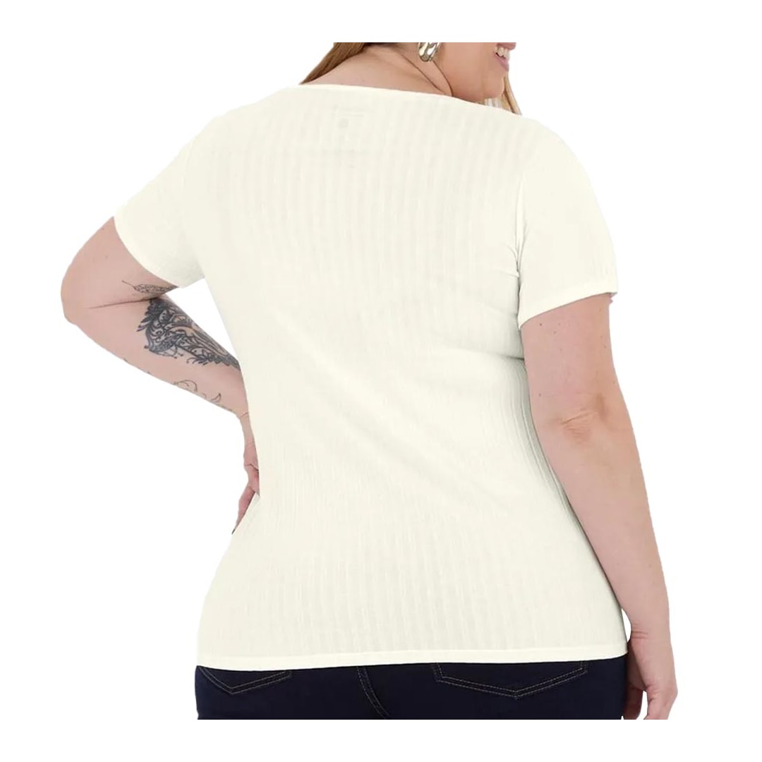 Blusa Malwee De Malha Meia Manga 87857 Off White Blusa Malwee De Malha Meia Manga 87857 Off White