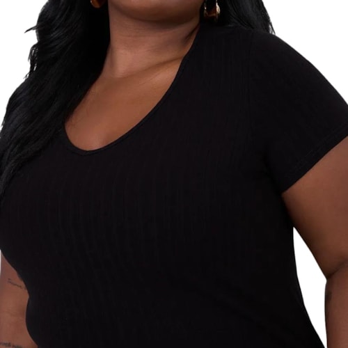 Detalhe - Blusa Malwee De Malha Meia Manga 87857 Preto
