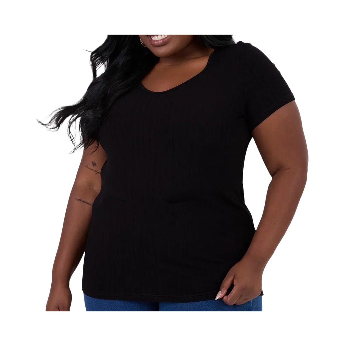 Blusa Malwee De Malha Meia Manga 87857 Preto Blusa Malwee De Malha Meia Manga 87857 Preto