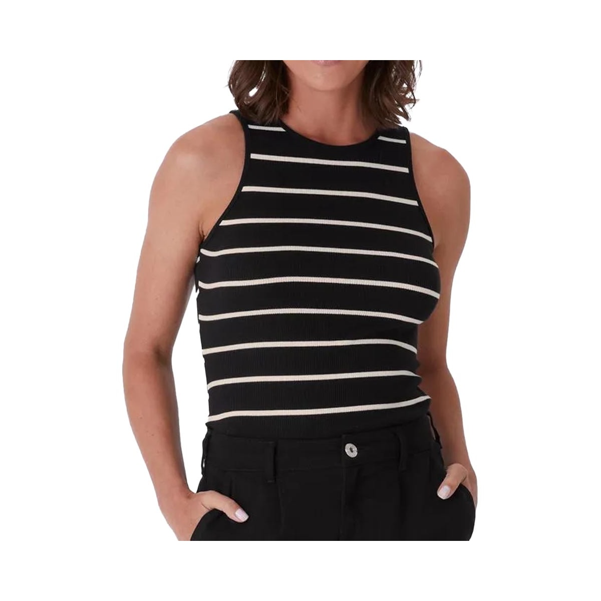 Blusa Malwee De Malha Sem Manga 123841 Preta Blusa Malwee De Malha Sem Manga 123841 Preta