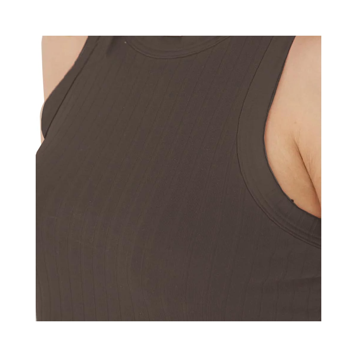 Blusa Malwee De Malha Sem Manga 79308 Chocolate