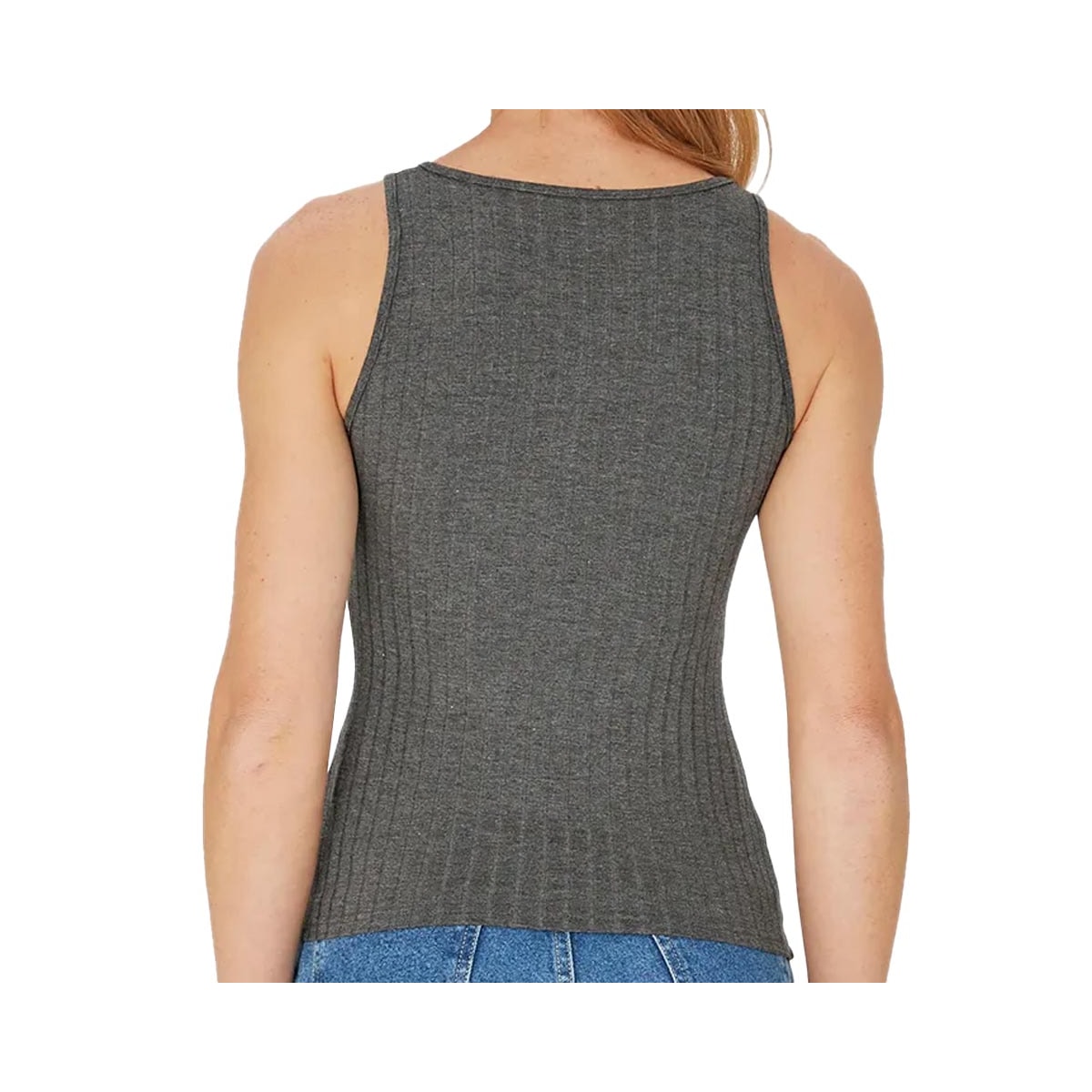 Blusa Malwee De Malha Sem Manga 79308 Chumbo