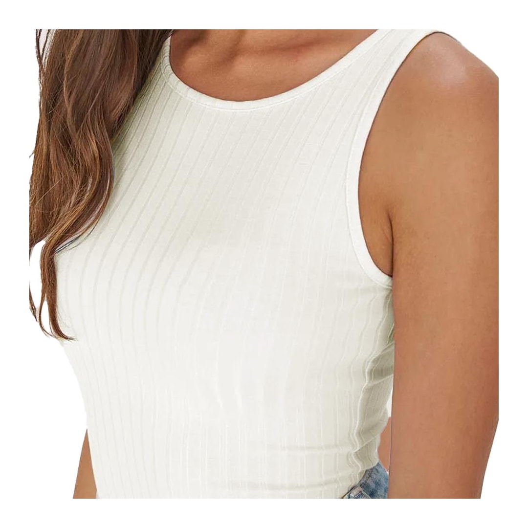 Blusa Malwee De Malha Sem Manga 79308 Off White
