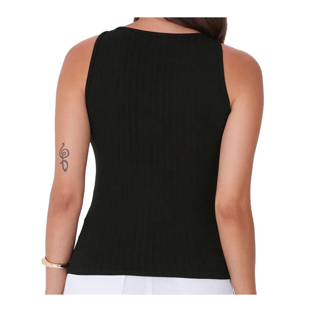 Blusa Malwee De Malha Sem Manga 79308 Preto