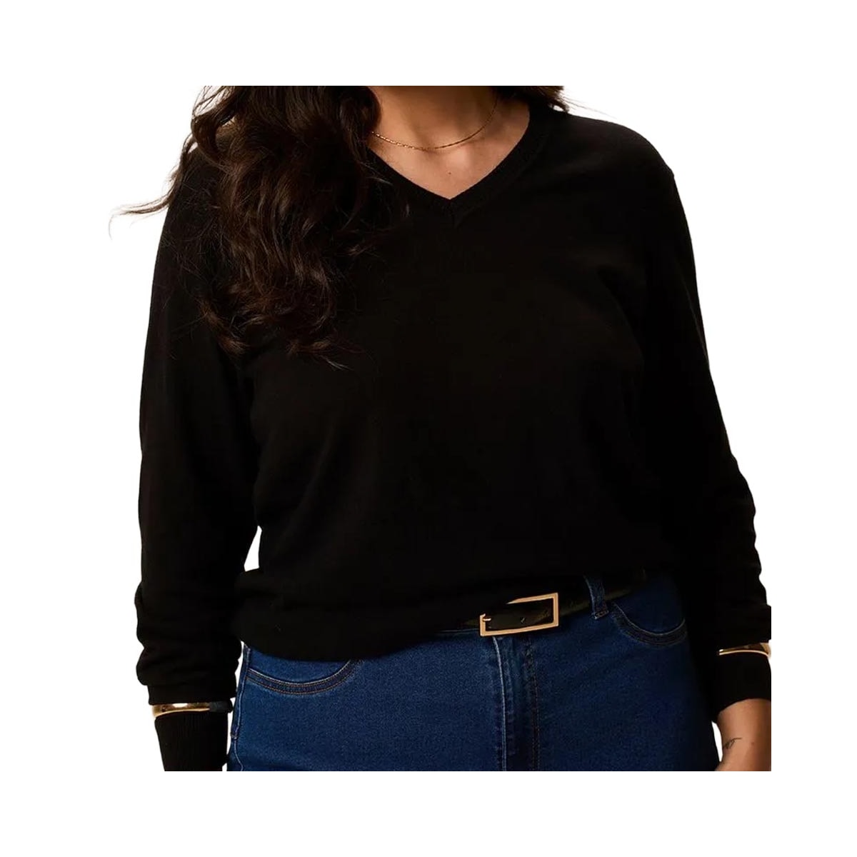 Blusa Malwee De Tricô Feminina Fechada 90743 Preto