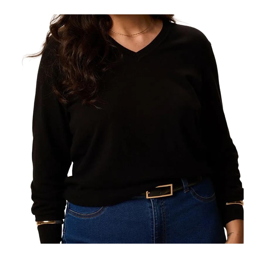 Blusa Malwee De Tricô Feminina Fechada 90743 Preto Blusa Malwee De Tricô Feminina Fechada 90743 Preto