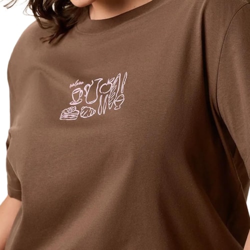 Detalhe - Blusa Malwee Em Algodão 1000134554 Coffee