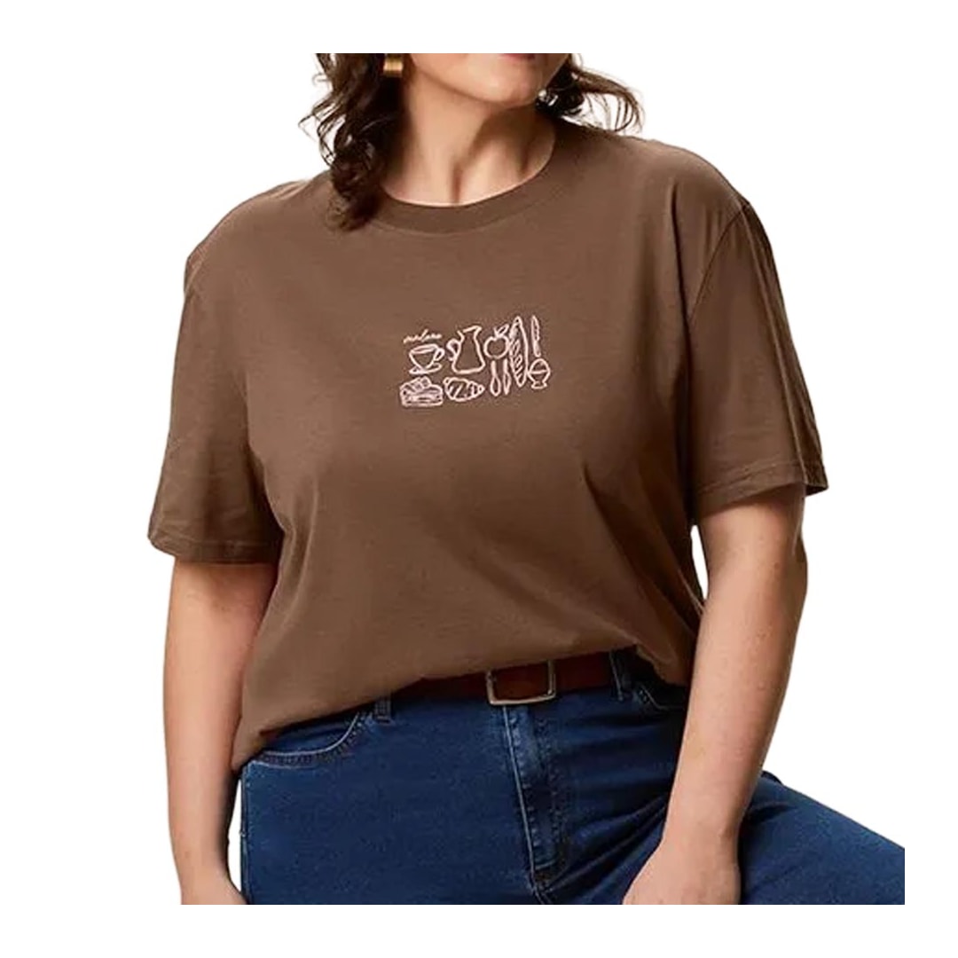 Blusa Malwee Em Algodão 1000134554 Coffee