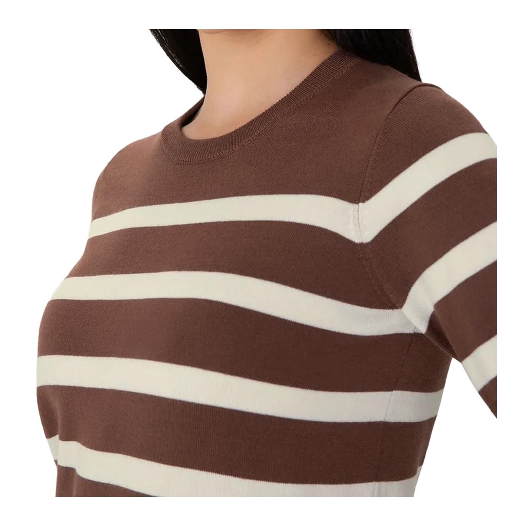 Blusa Malwee Em Tricô Meia Manga 136781 Branco/Chocolate
