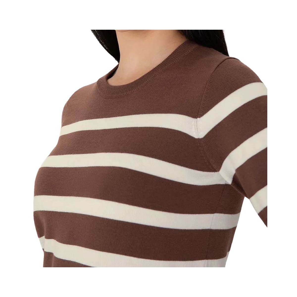 Blusa Malwee Em Tricô Meia Manga 136781 Branco/Chocolate