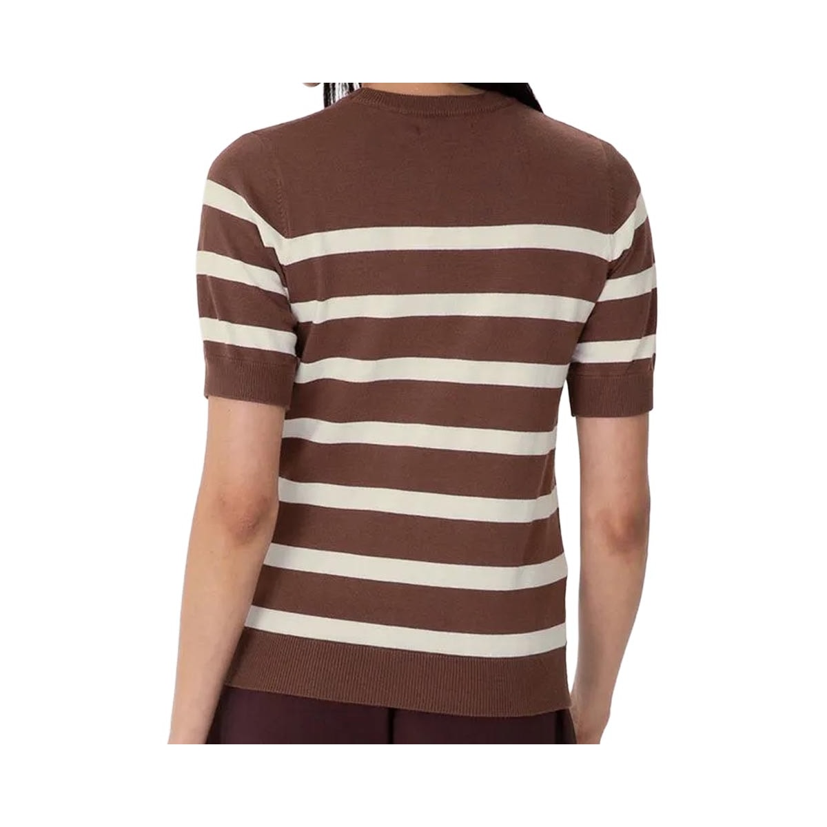 Blusa Malwee Em Tricô Meia Manga 136781 Branco/Chocolate