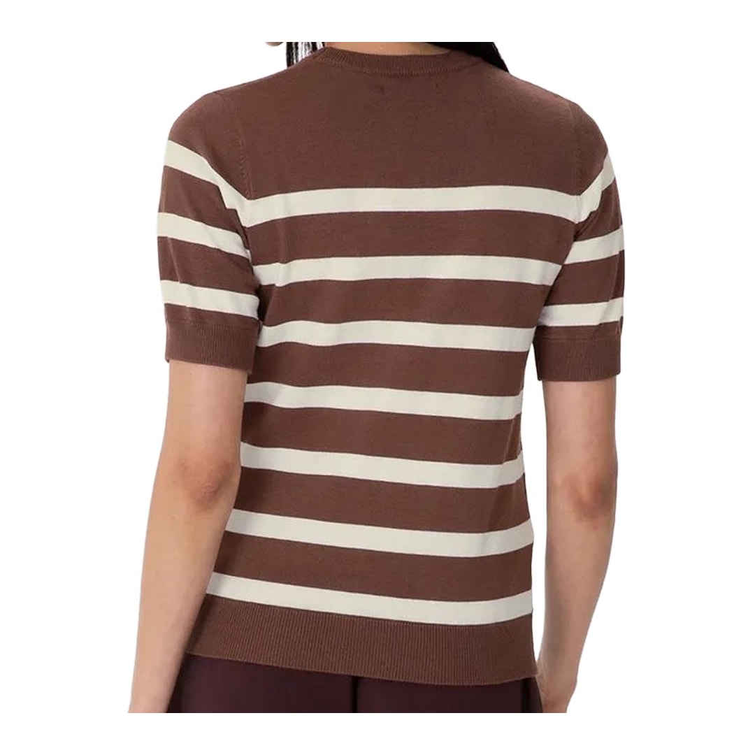 Blusa Malwee Em Tricô Meia Manga 136781 Branco/Chocolate Blusa Malwee Em Tricô Meia Manga 136781 Branco/Chocolate
