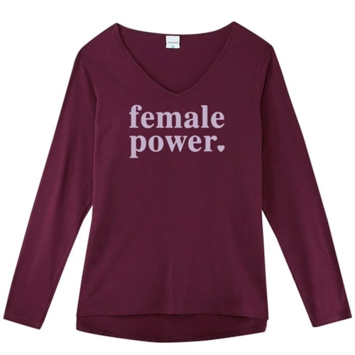 Blusa Malwee Feminina Manga Longa Plus 94160 Marsala