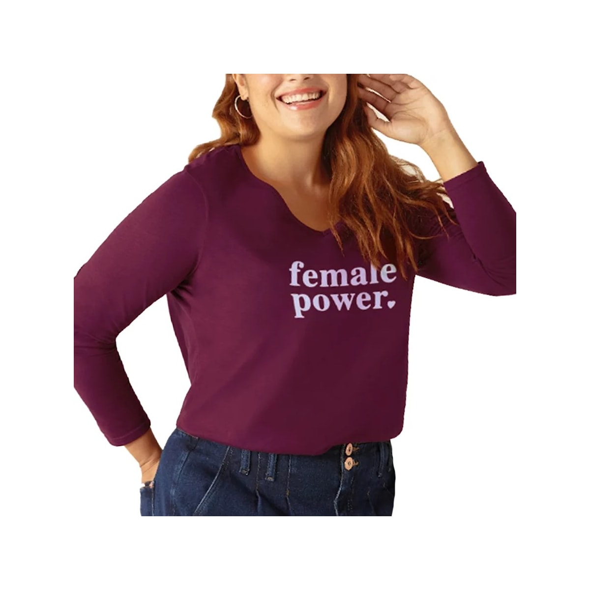 Blusa Malwee Feminina Manga Longa Plus 94160 Marsala Blusa Malwee Feminina Manga Longa Plus 94160 Marsala