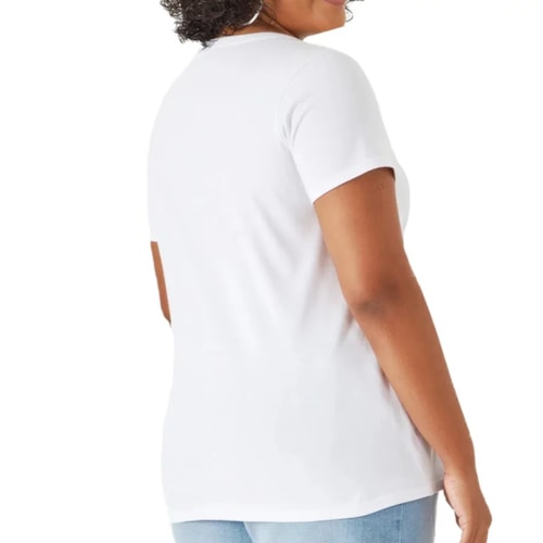 Blusa Malwee Feminina Meia Manga 87841 Plus Branco