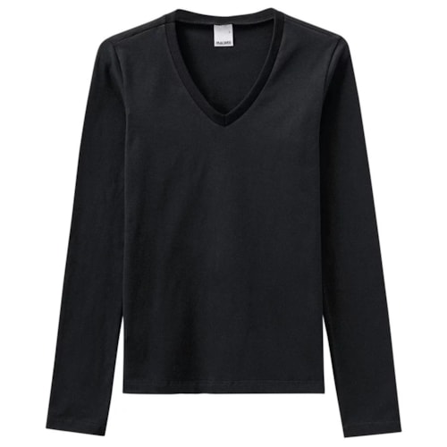 Detalhe - Blusa Malwee Manga Longa 26292 Preto