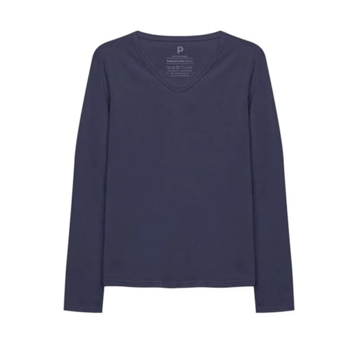 Detalhe - Blusa Malwee Manga Longa 54823 Marinho