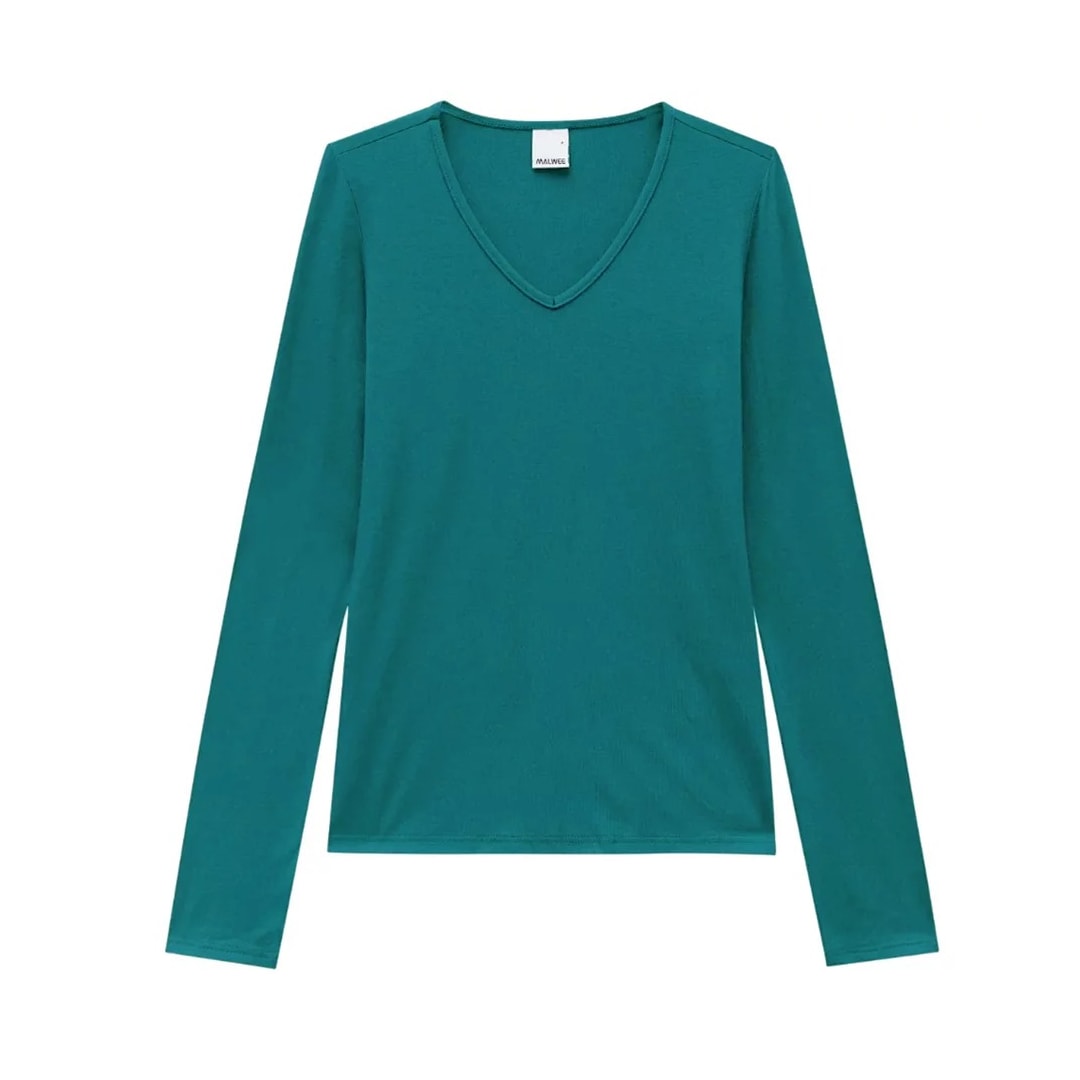Blusa Malwee Manga Longa 54823 Verde