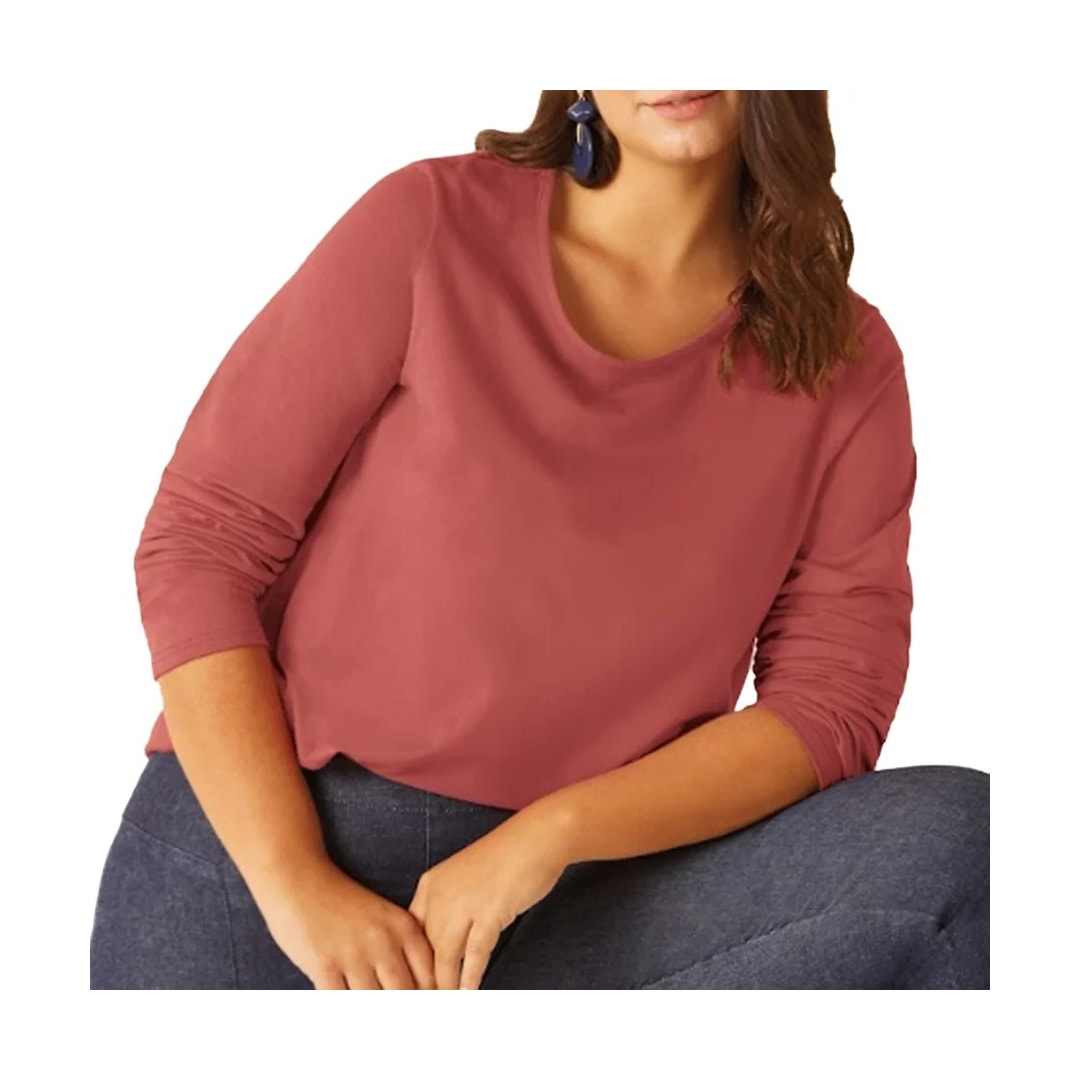 Blusa Malwee Manga Longa Plus 94139 Goiaba Blusa Malwee Manga Longa Plus 94139 Goiaba