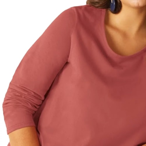 Detalhe - Blusa Malwee Manga Longa Plus 94139 Goiaba