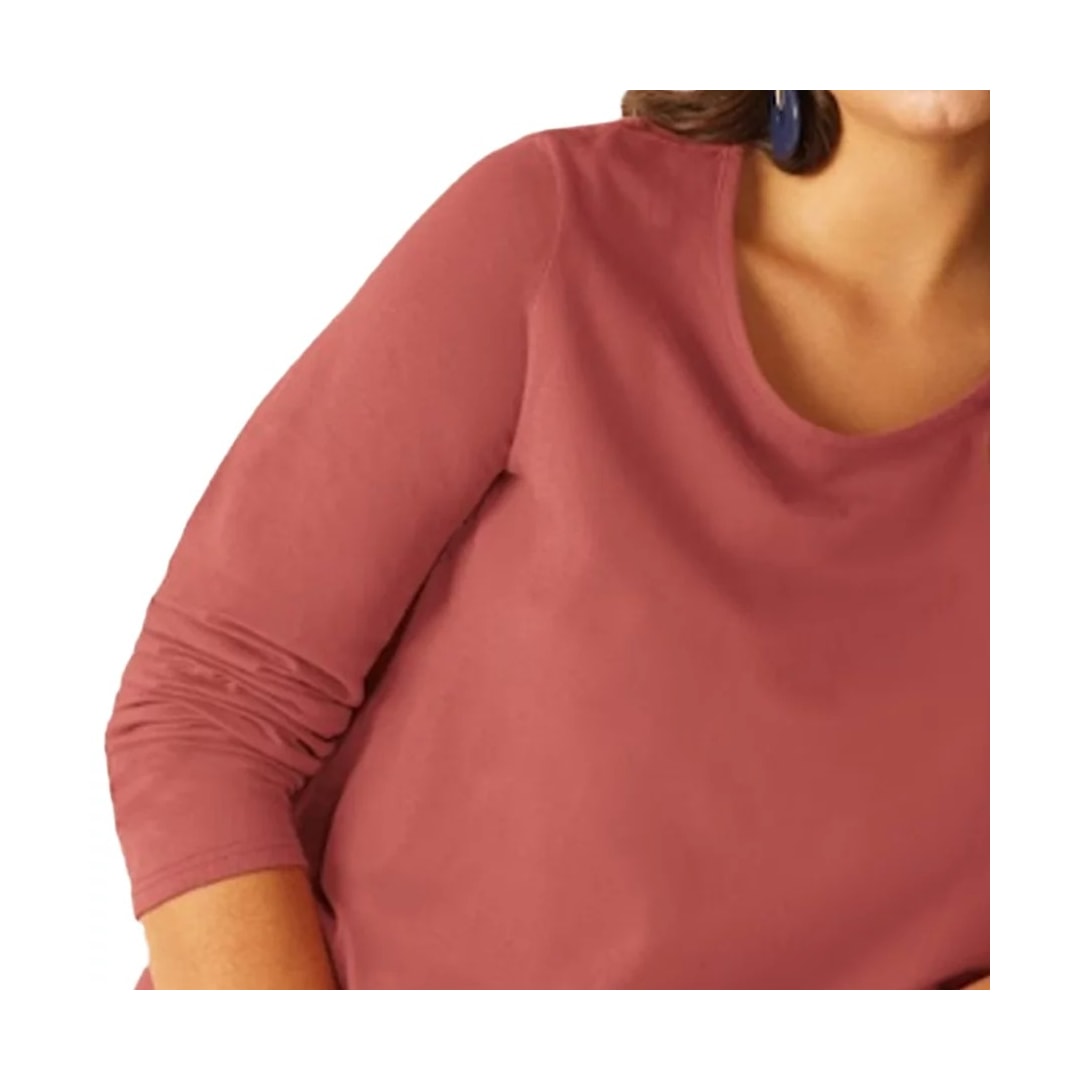 Blusa Malwee Manga Longa Plus 94139 Goiaba