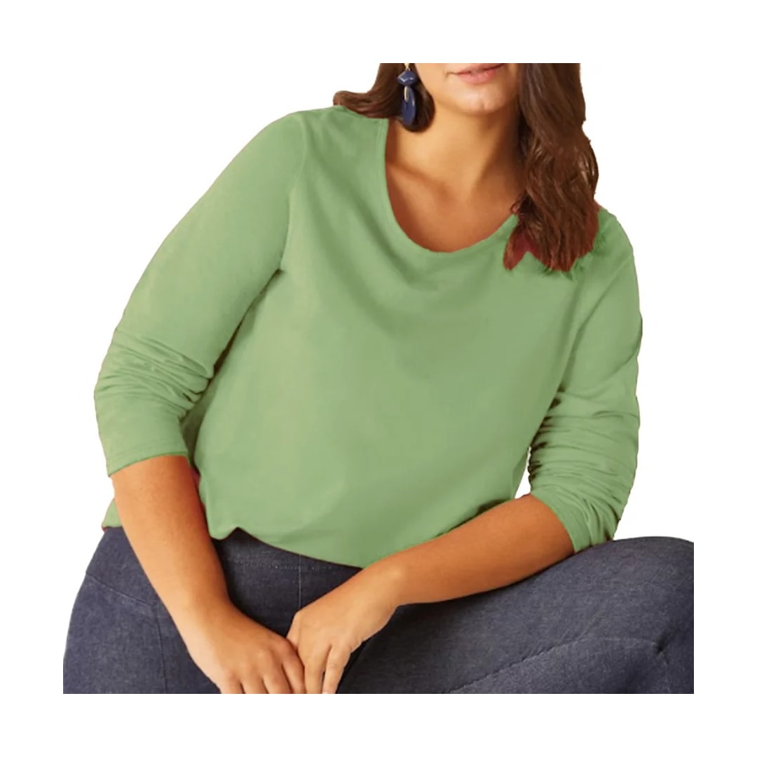 Blusa Malwee Manga Longa Plus 94139 Verde