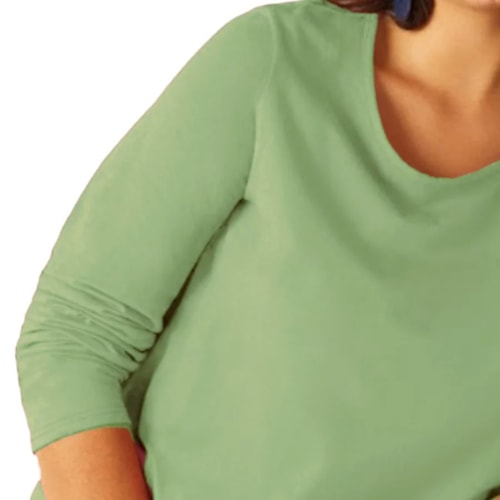 Detalhe - Blusa Malwee Manga Longa Plus 94139 Verde