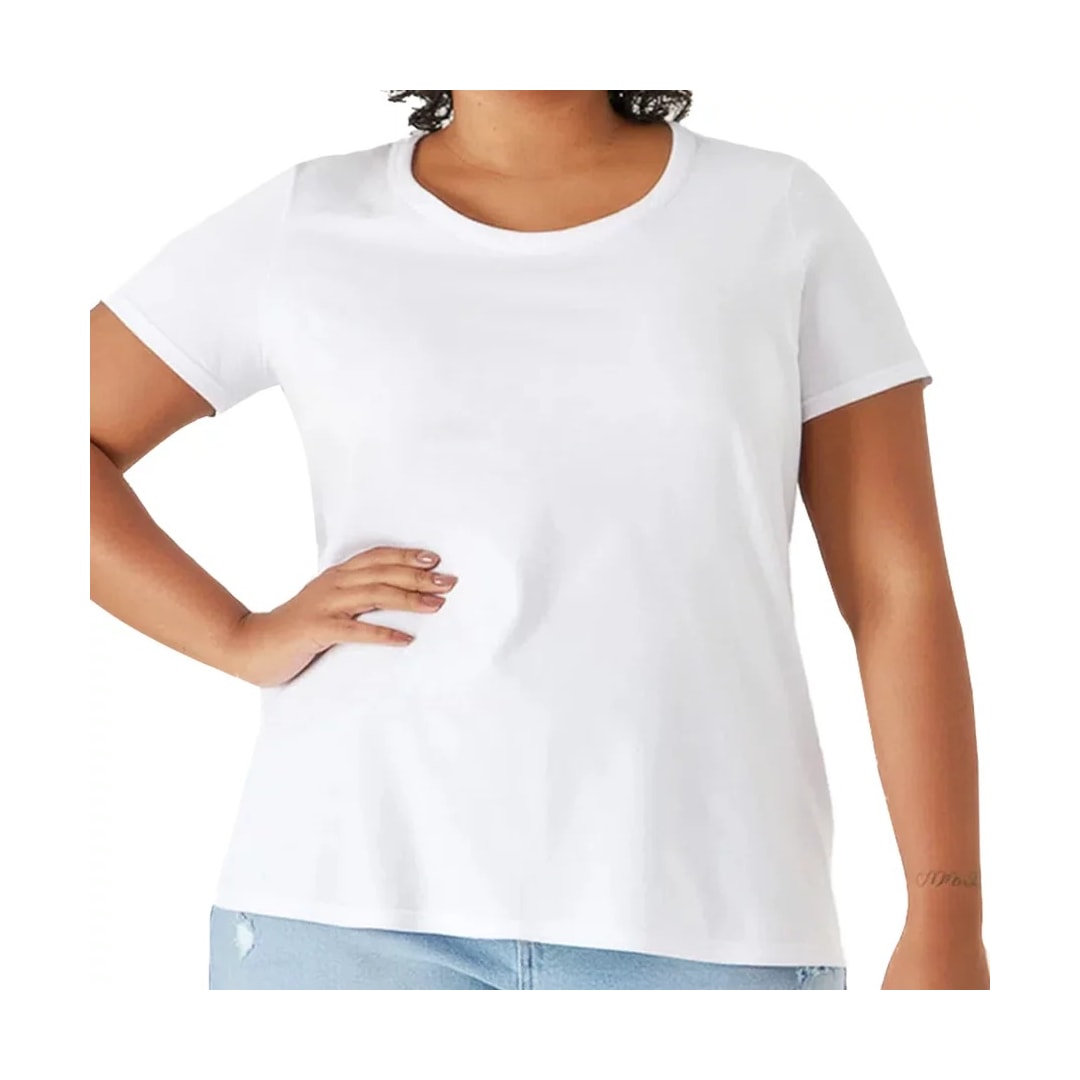 Blusa Malwee Meia Manga 87841 Plus Branco