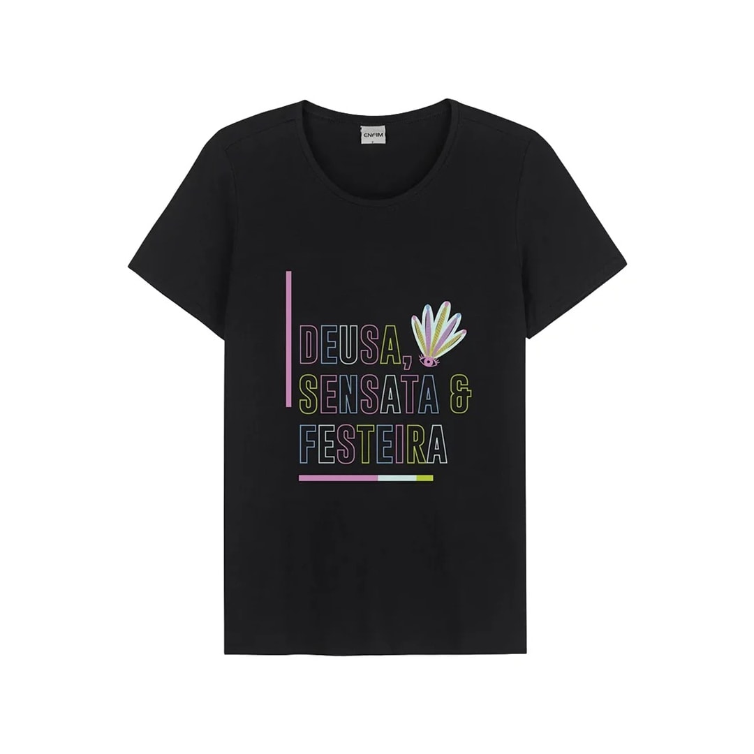 Blusa Malwee Meia Manga T-Shirt 76924 Preto