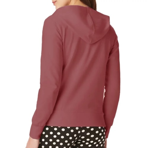 Detalhe - Blusa Malwee Moletom Aberta Feminina 54826 Goiaba