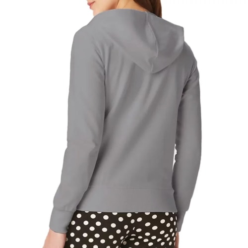 Detalhe - Blusa Malwee Moletom Aberta Feminina 54826 Mescla Cinza