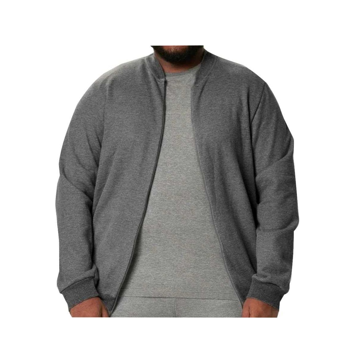 Blusa Malwee Moletom Aberta Masculina Plus 94107 Mescla Cinza Blusa Malwee Moletom Aberta Masculina Plus 94107 Mescla Cinza