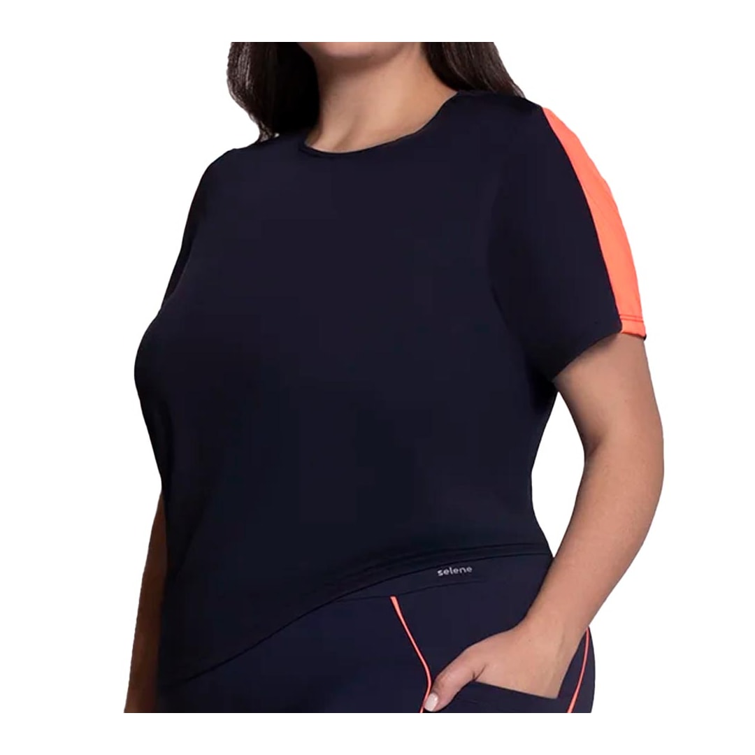 Blusa Selene Fitness Meia Manga 24955 Marinho