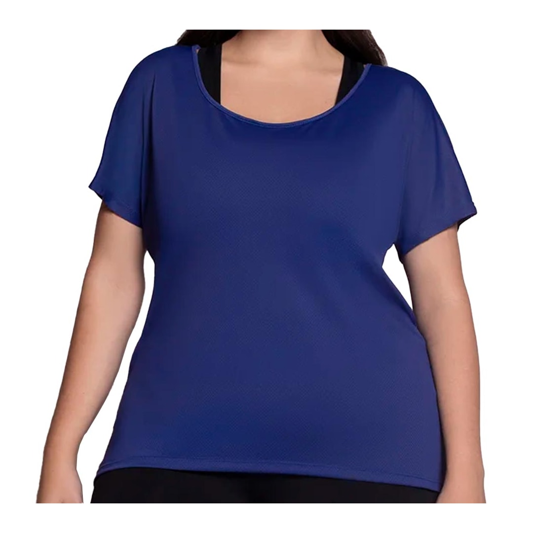 Blusa Selene Fitness Meia Manga 24965 Azul
