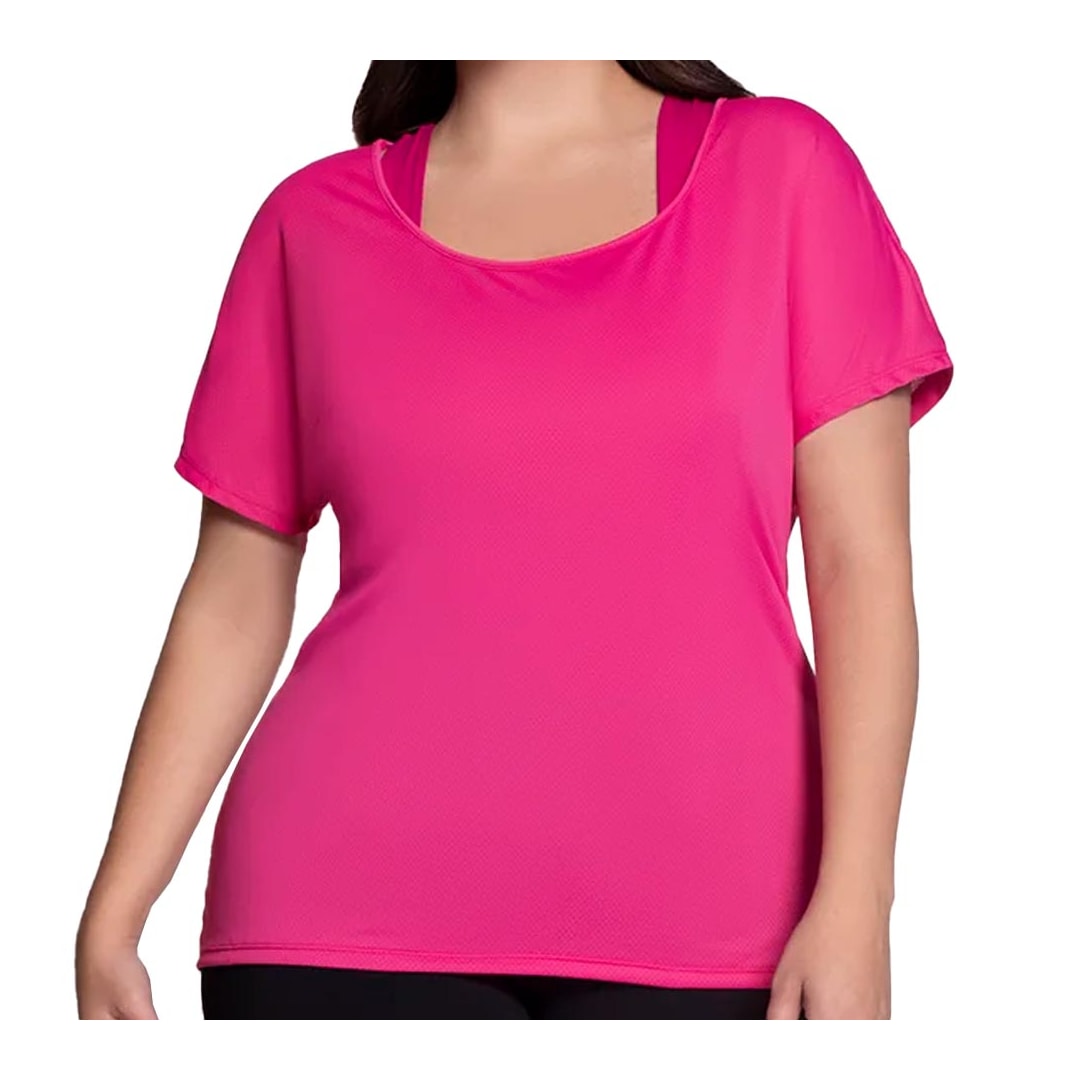 Blusa Selene Fitness Meia Manga 24965 Pink Fluor
