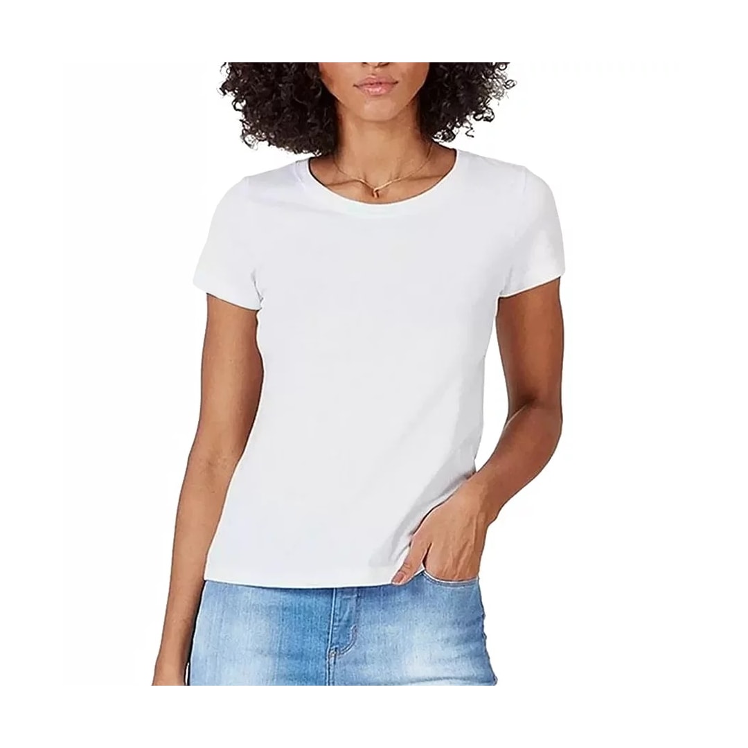 Blusinha Hering Feminina Meia Manga 0241 Branco Blusinha Hering Feminina Meia Manga 0241 Branco