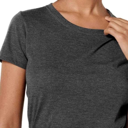 Detalhe - Blusinha Hering Feminina Meia Manga 0241 Mescla Chumbo