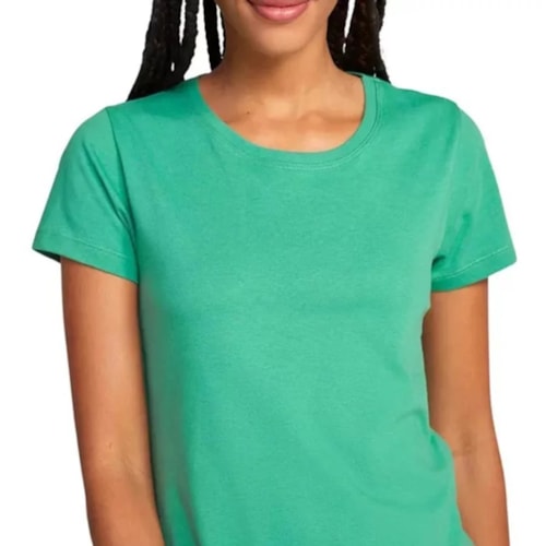 Detalhe - Blusinha Hering Feminina Meia Manga 0241 Verde Folha