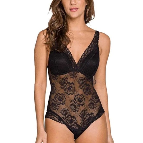 Detalhe - Body Liebe Sem Laise C/Renda Lovely 506629 Preto
