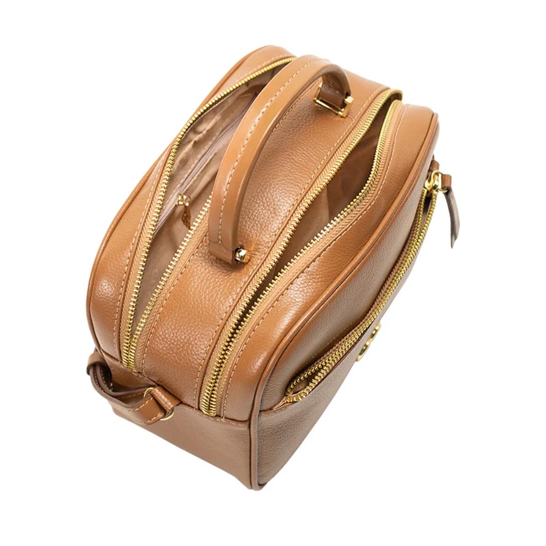 Bolsa Classe Camera Bag De Couro 3310 Nocciola