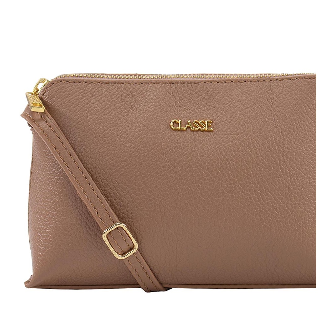 Bolsa Classe Croosbody De Couro 2136 Mocacchino