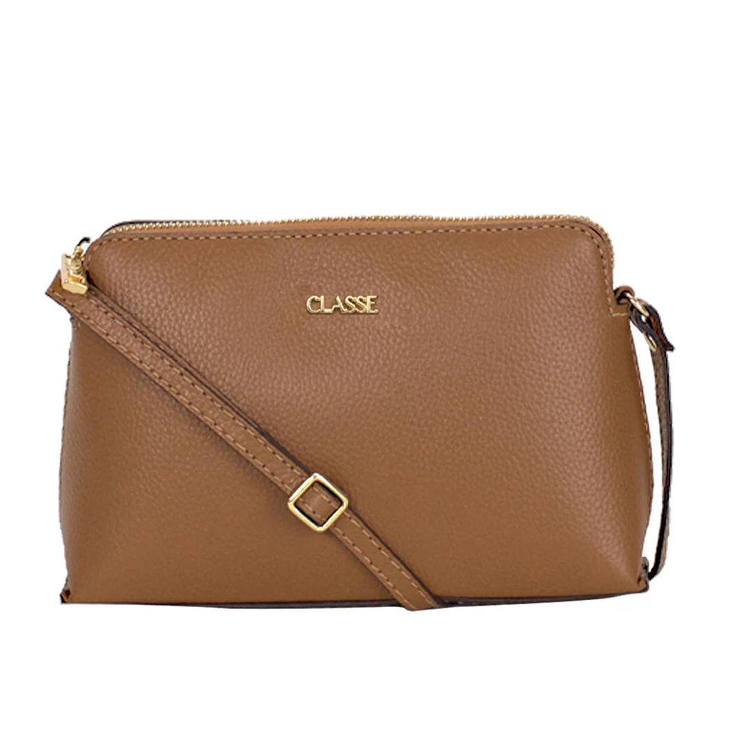 Bolsa Classe Croosbody De Couro 2136 Nocciola