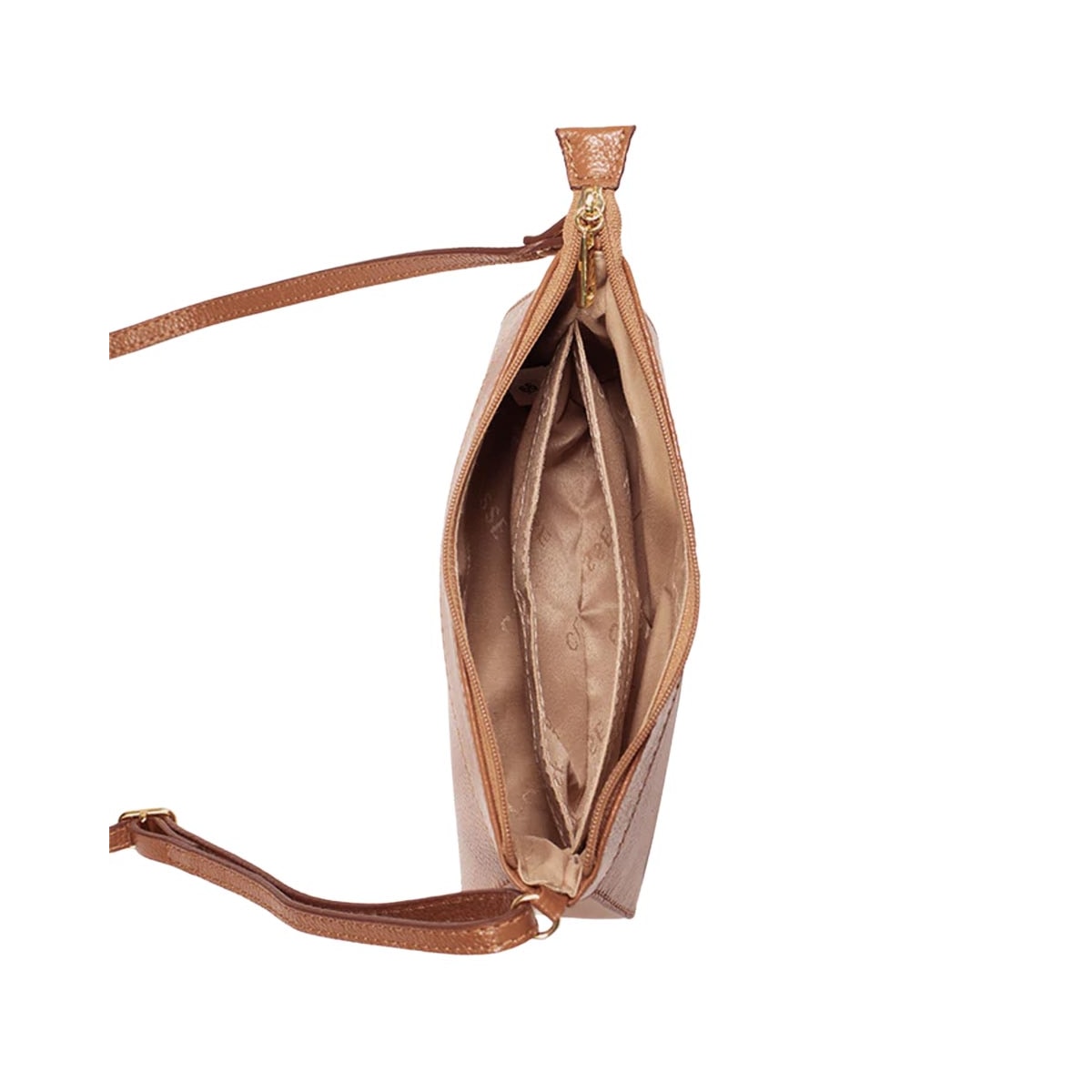 Bolsa Classe Croosbody De Couro 2150 Nocciola