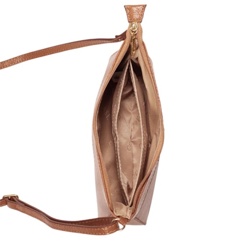 Detalhe - Bolsa Classe Croosbody De Couro 2150 Nocciola